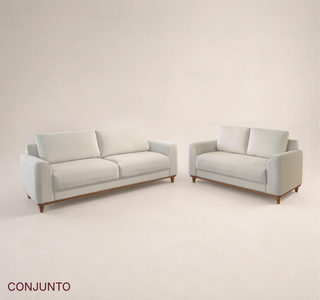 Conjunto Sofá Lisa com Assento em Molas Ensacadas e Almofadas Soltas