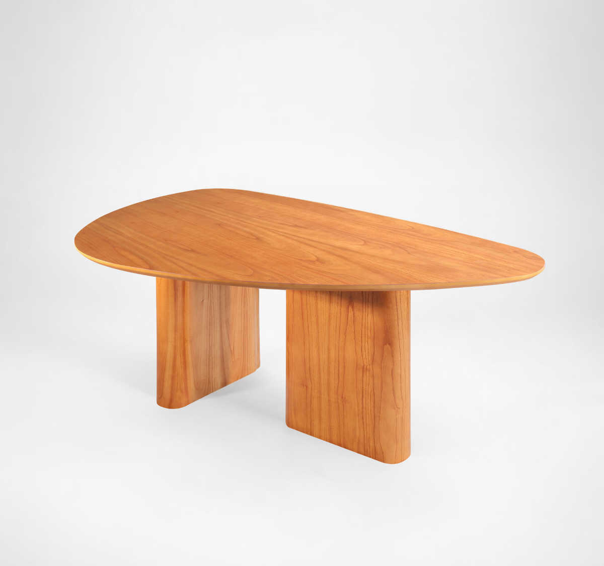 Mesa Olivia com Design Orgânico com Lâminas de Madeira Natural