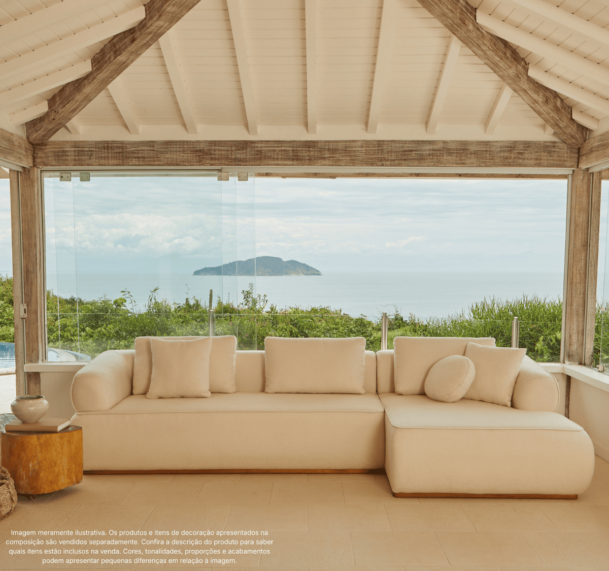 Sofá Ariel com Design Moderno e Base em Madeira Maciça