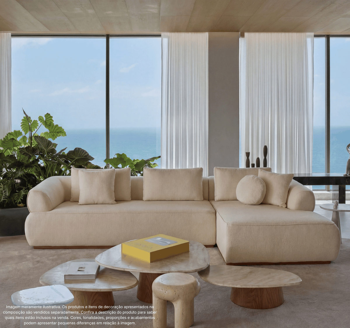 Sofá Ariel com Design Moderno e Base em Madeira Maciça