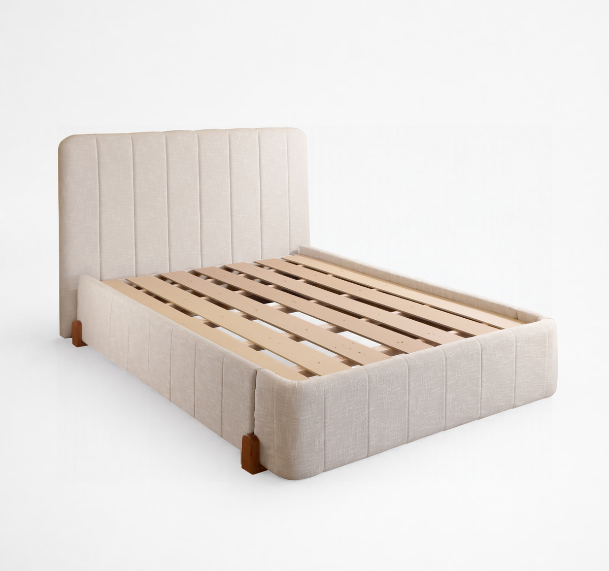 Conjunto Cama Box Zara com Cabeceira Gomada e Bordas Arredondadas